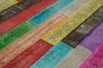 Patchwork Multi Pamuk Üzerine Yün El Dokuma Kilim-207x303 - Görsel 5