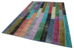 Patchwork Multi Pamuk Üzerine Yün El Dokuma Kilim-197x303 - Görsel 3