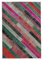 Patchwork Multi Pamuk Üzerine Yün El Dokuma Kilim-200x290