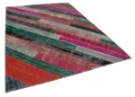 Patchwork Multi Pamuk Üzerine Yün El Dokuma Kilim-200x290 - Görsel 2