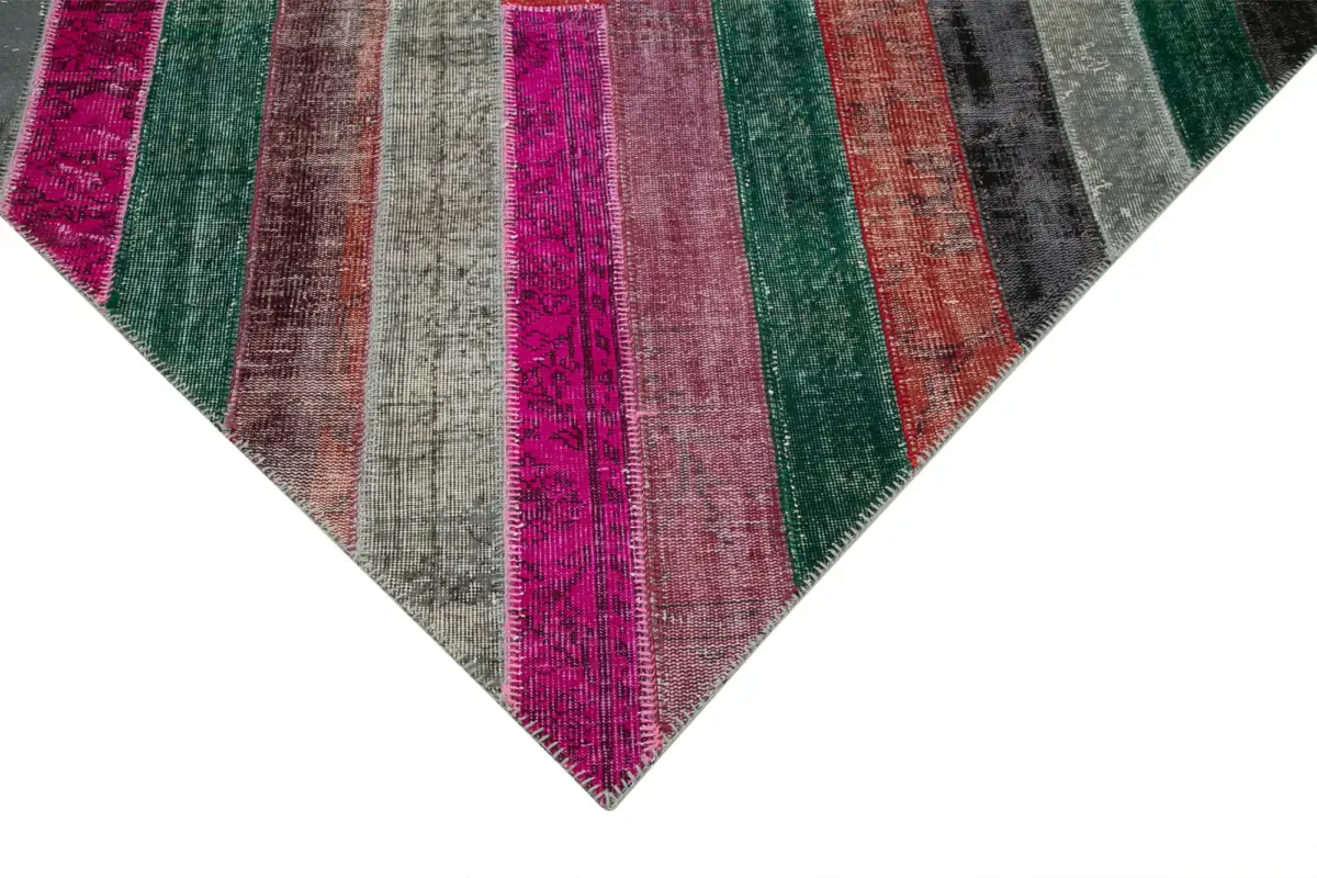 Patchwork Multi Pamuk Üzerine Yün El Dokuma Kilim-200x290 - Görsel 4