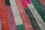 Patchwork Multi Pamuk Üzerine Yün El Dokuma Kilim-200x290 - Görsel 5