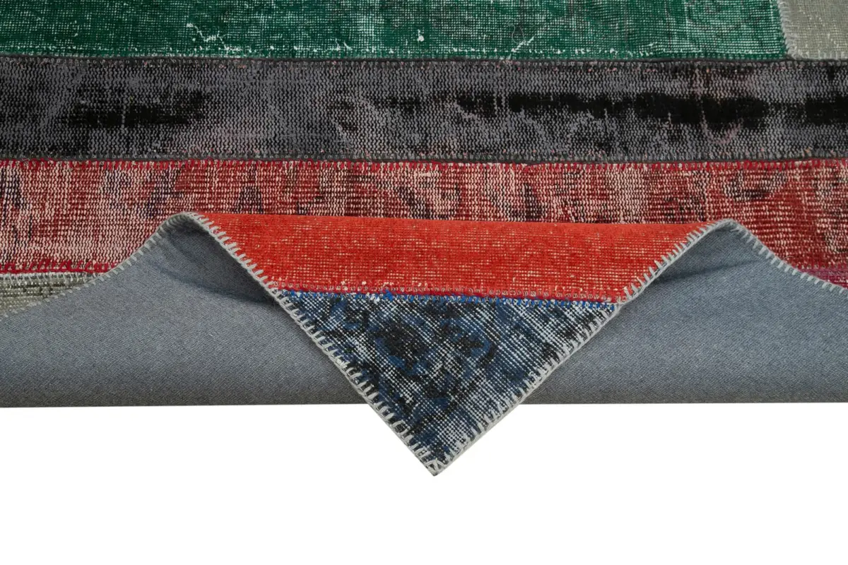 Patchwork Multi Pamuk Üzerine Yün El Dokuma Kilim-200x290 - Görsel 6