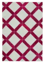 Patchwork Pembe Pamuk Üzerine Yün El Dokuma Kilim-199x293