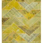 Patchwork Sarı Pamuk Üzerine Yün El Dokuma Kilim-205x305