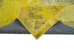 Patchwork Sarı Pamuk Üzerine Yün El Dokuma Kilim-205x305 - Görsel 6