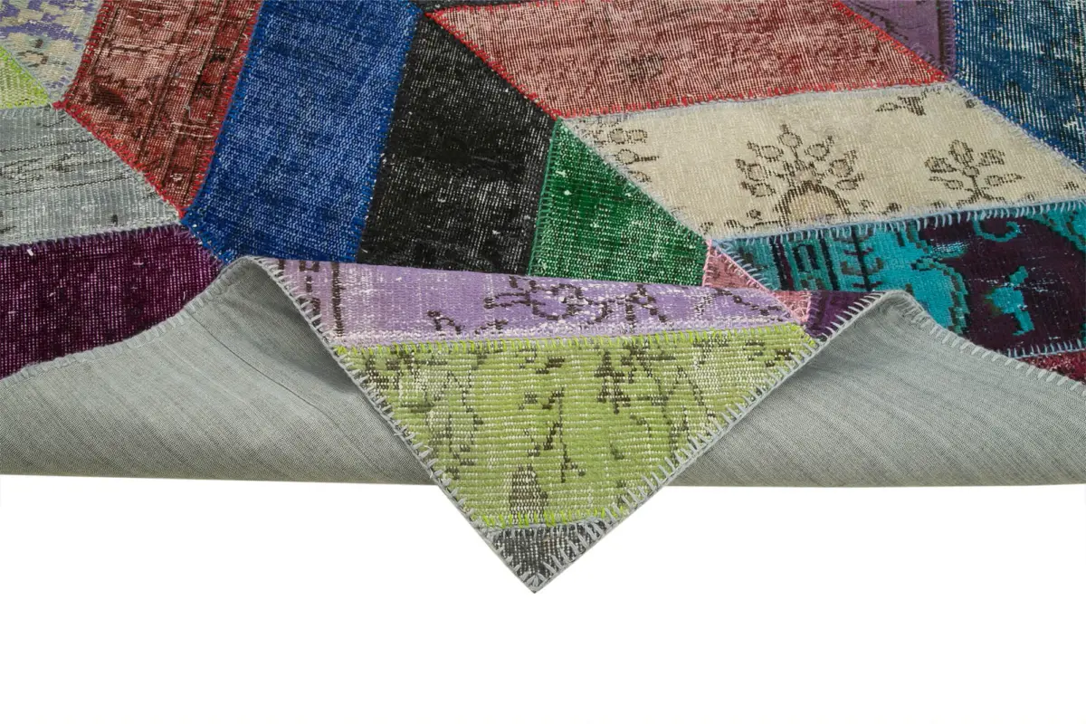 Patchwork Multi Pamuk Üzerine Yün El Dokuma Kilim-215x301 - Görsel 6