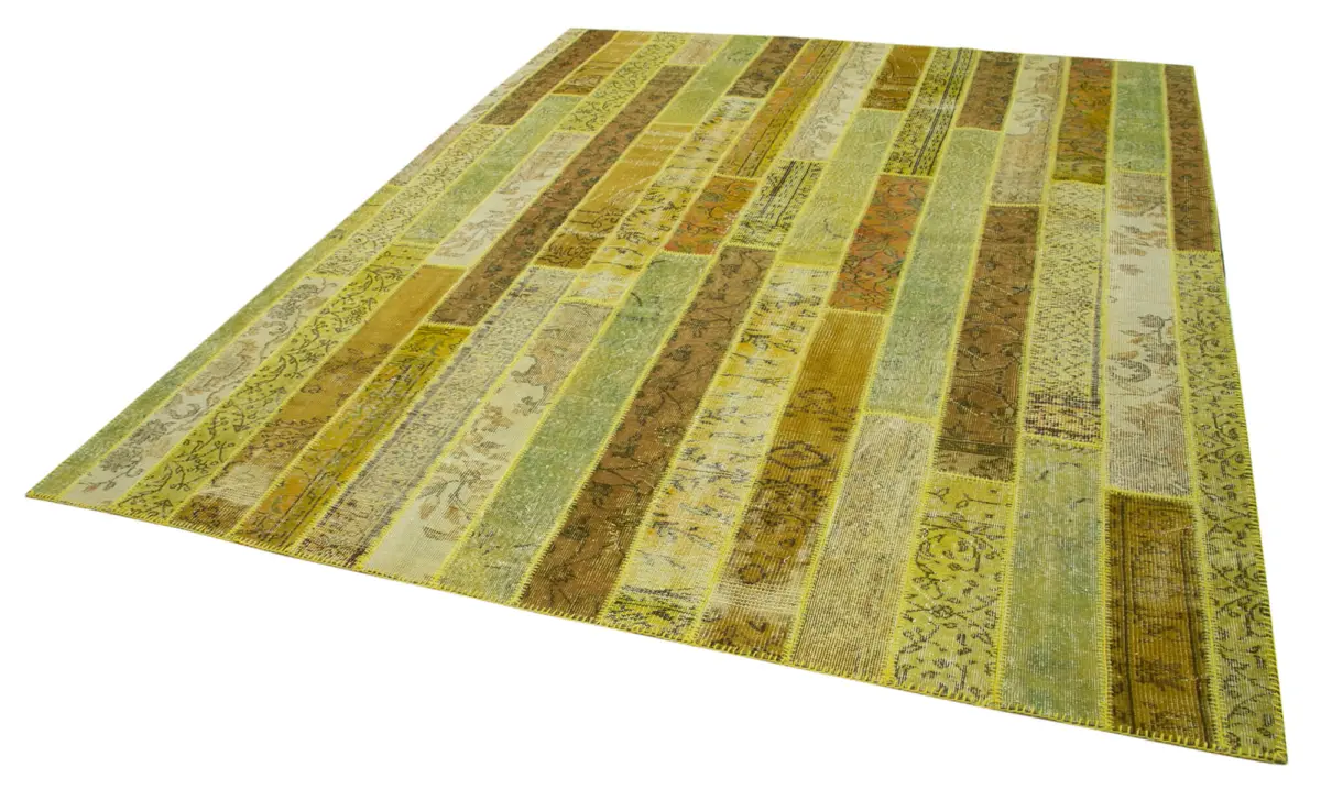 Patchwork Sarı Pamuk Üzerine Yün El Dokuma Kilim-248x305 - Görsel 3