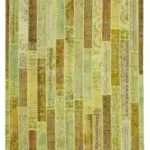 Patchwork Sarı Pamuk Üzerine Yün El Dokuma Kilim-245x308