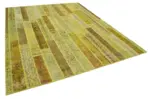Patchwork Sarı Pamuk Üzerine Yün El Dokuma Kilim-245x308 - Görsel 2