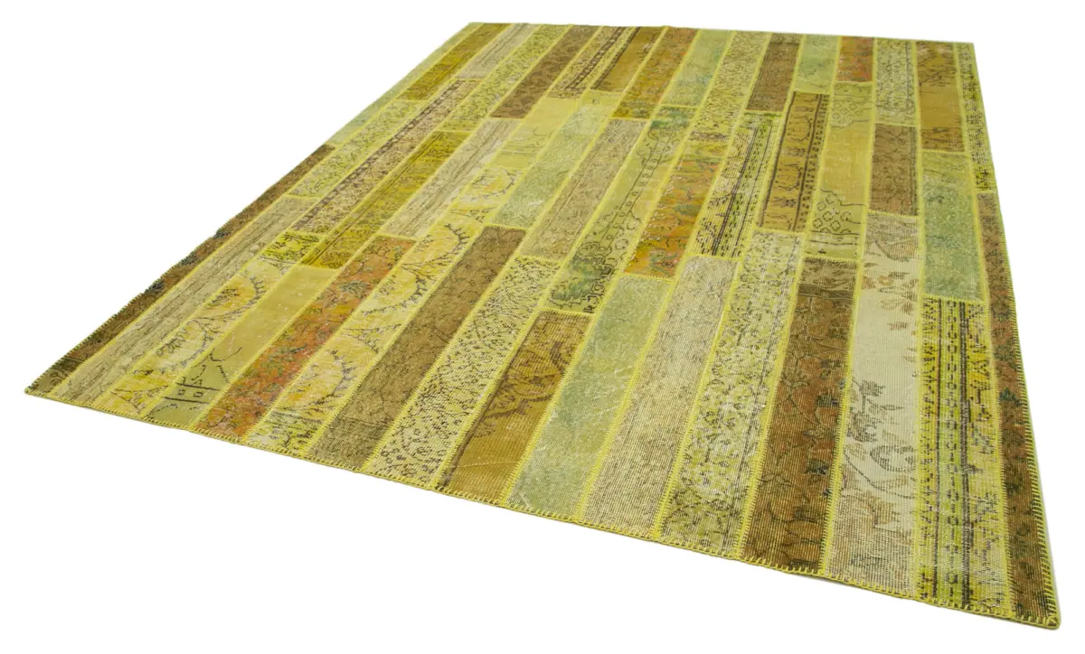 Patchwork Sarı Pamuk Üzerine Yün El Dokuma Kilim-245x308 - Görsel 3
