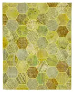 Patchwork Sarı Pamuk Üzerine Yün El Dokuma Kilim-248x310