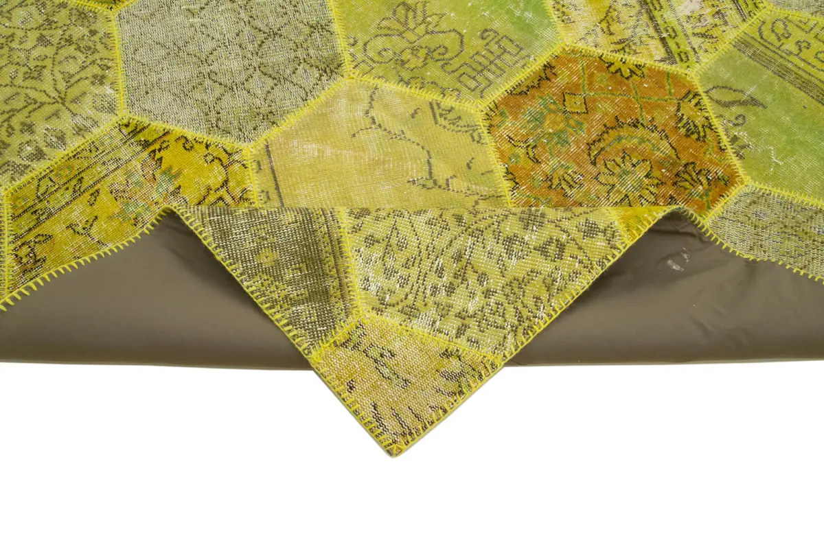 Patchwork Sarı Pamuk Üzerine Yün El Dokuma Kilim-248x310 - Görsel 6