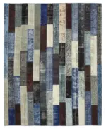 Patchwork Siyah Pamuk Üzerine Yün El Dokuma Kilim-248x308