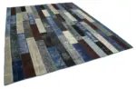 Patchwork Siyah Pamuk Üzerine Yün El Dokuma Kilim-248x308 - Görsel 2