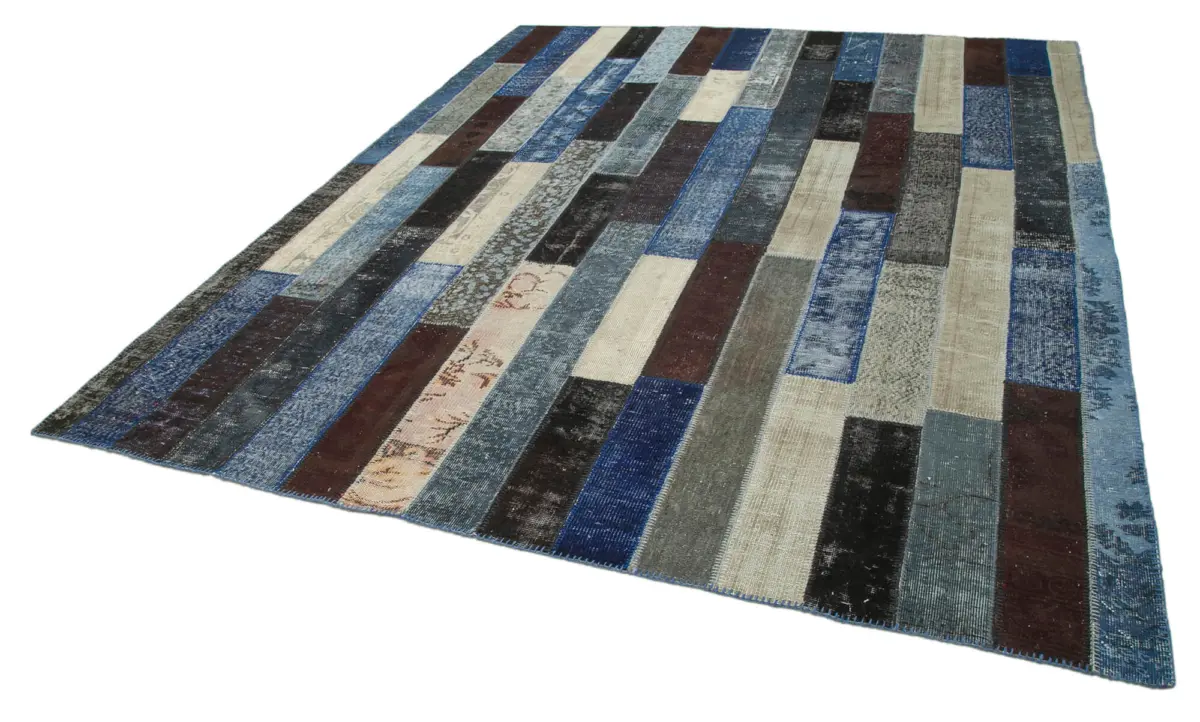 Patchwork Siyah Pamuk Üzerine Yün El Dokuma Kilim-248x308 - Görsel 3