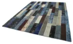 Patchwork Siyah Pamuk Üzerine Yün El Dokuma Kilim-248x308 - Görsel 3