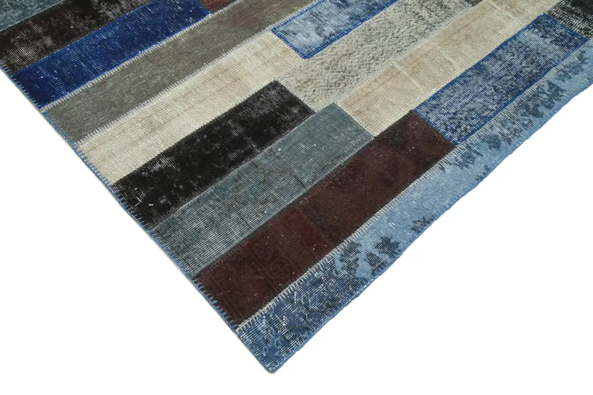 Patchwork Siyah Pamuk Üzerine Yün El Dokuma Kilim-248x308 - Görsel 4