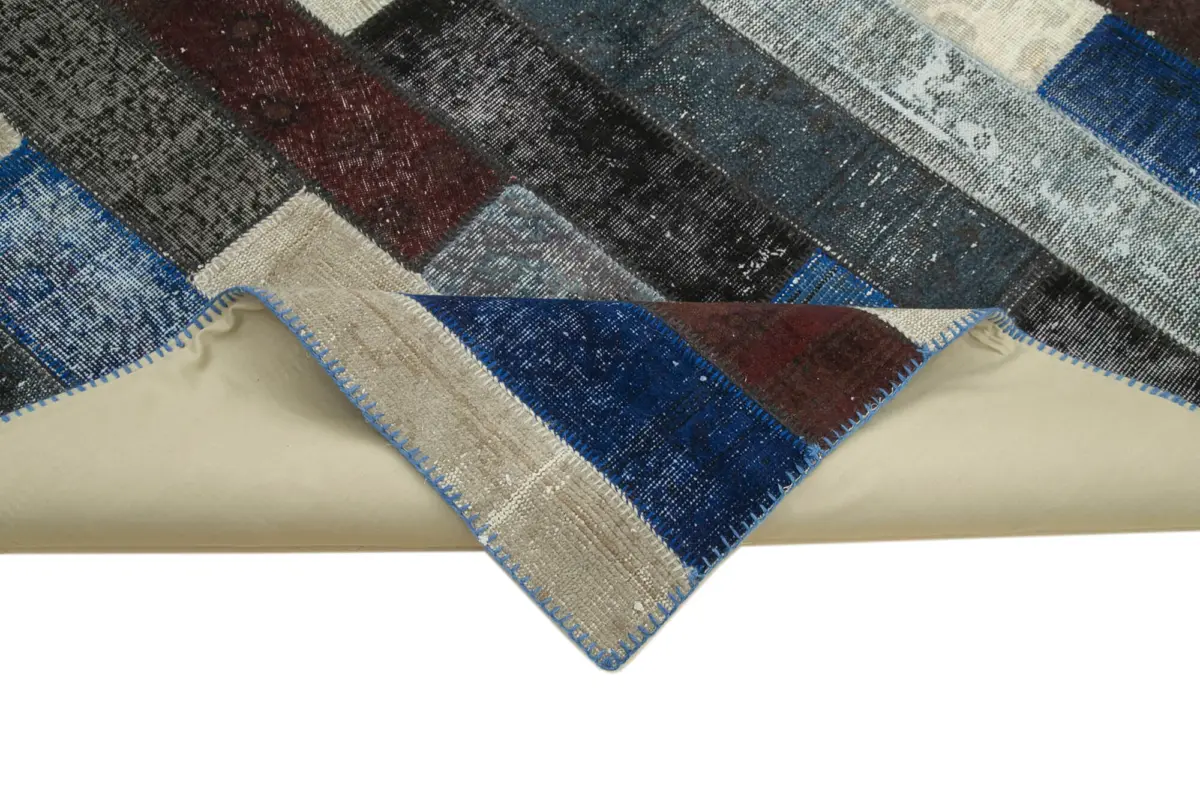 Patchwork Siyah Pamuk Üzerine Yün El Dokuma Kilim-248x308 - Görsel 6