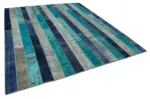 Patchwork Multi Pamuk Üzerine Yün El Dokuma Kilim-257x306 - Görsel 2
