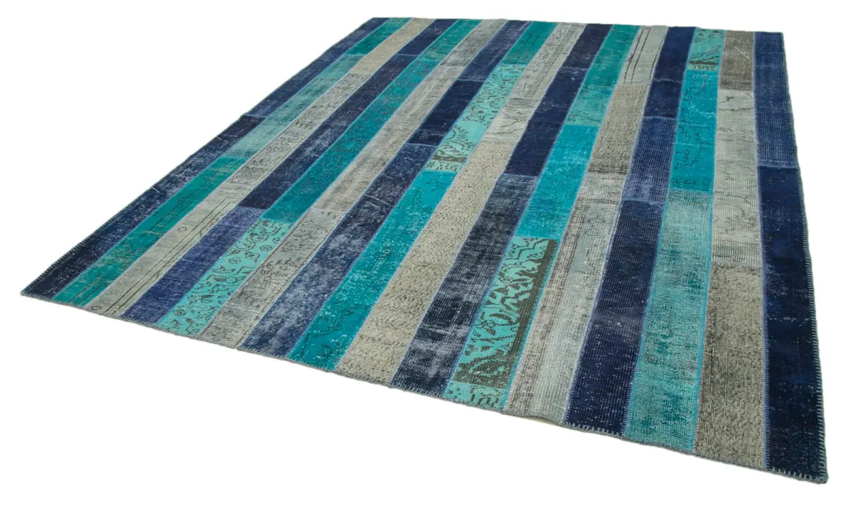 Patchwork Multi Pamuk Üzerine Yün El Dokuma Kilim-257x306 - Görsel 3