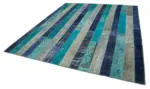 Patchwork Multi Pamuk Üzerine Yün El Dokuma Kilim-257x306 - Görsel 3