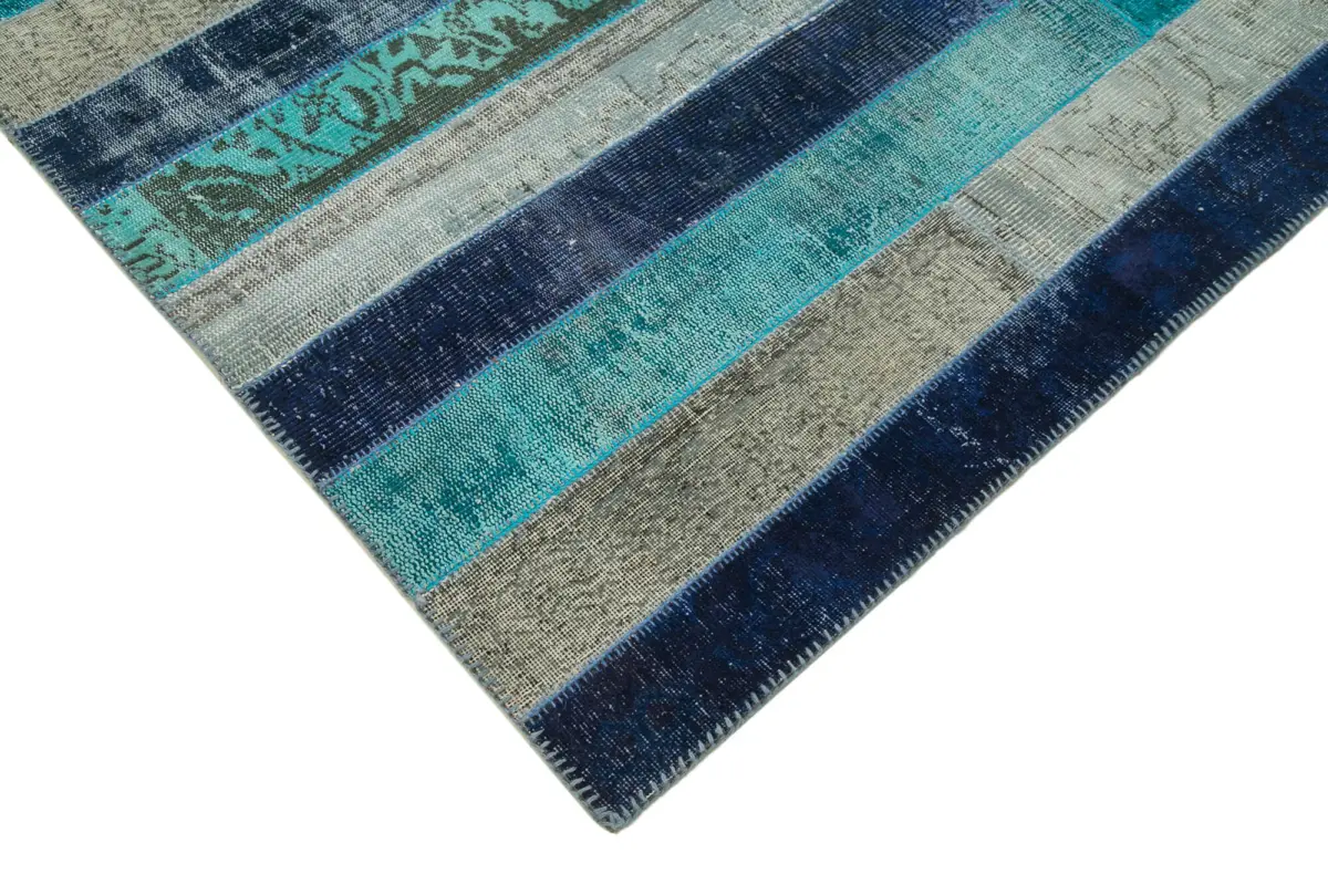 Patchwork Multi Pamuk Üzerine Yün El Dokuma Kilim-257x306 - Görsel 4