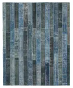 Patchwork Mavi Pamuk Üzerine Yün El Dokuma Kilim-249x307