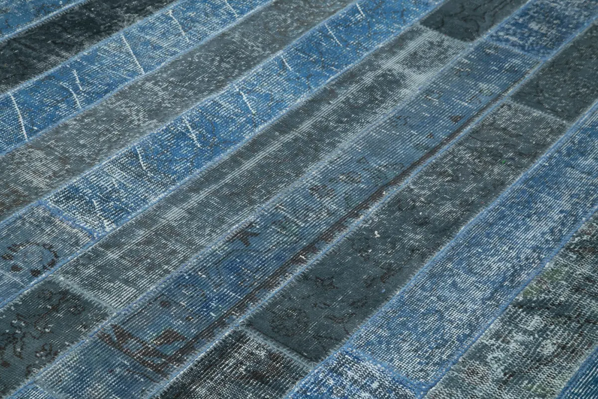 Patchwork Mavi Pamuk Üzerine Yün El Dokuma Kilim-249x307 - Görsel 5