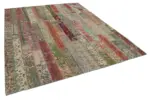 Patchwork Multi Pamuk Üzerine Yün El Dokuma Kilim-243x305 - Görsel 2