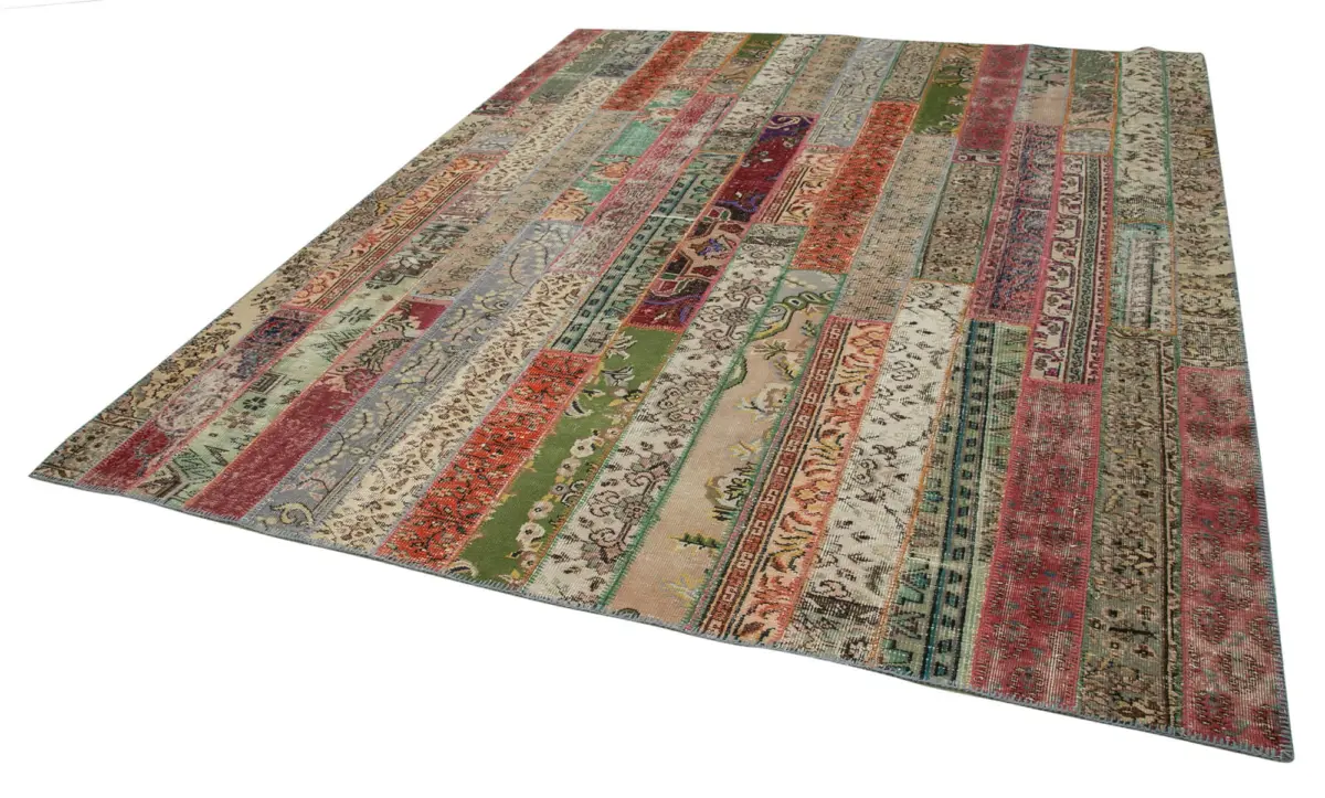 Patchwork Multi Pamuk Üzerine Yün El Dokuma Kilim-243x305 - Görsel 3