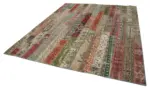 Patchwork Multi Pamuk Üzerine Yün El Dokuma Kilim-243x305 - Görsel 3