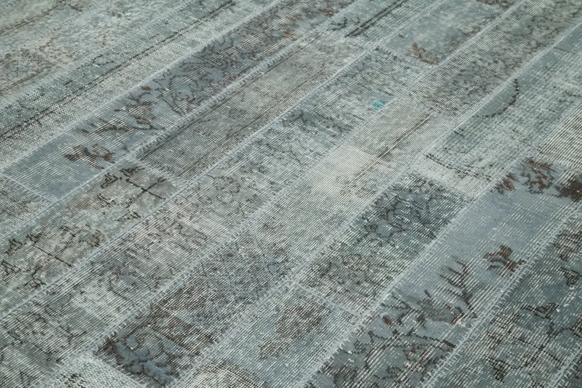 Patchwork Gri Pamuk Üzerine Yün El Dokuma Kilim-248x302 - Görsel 5