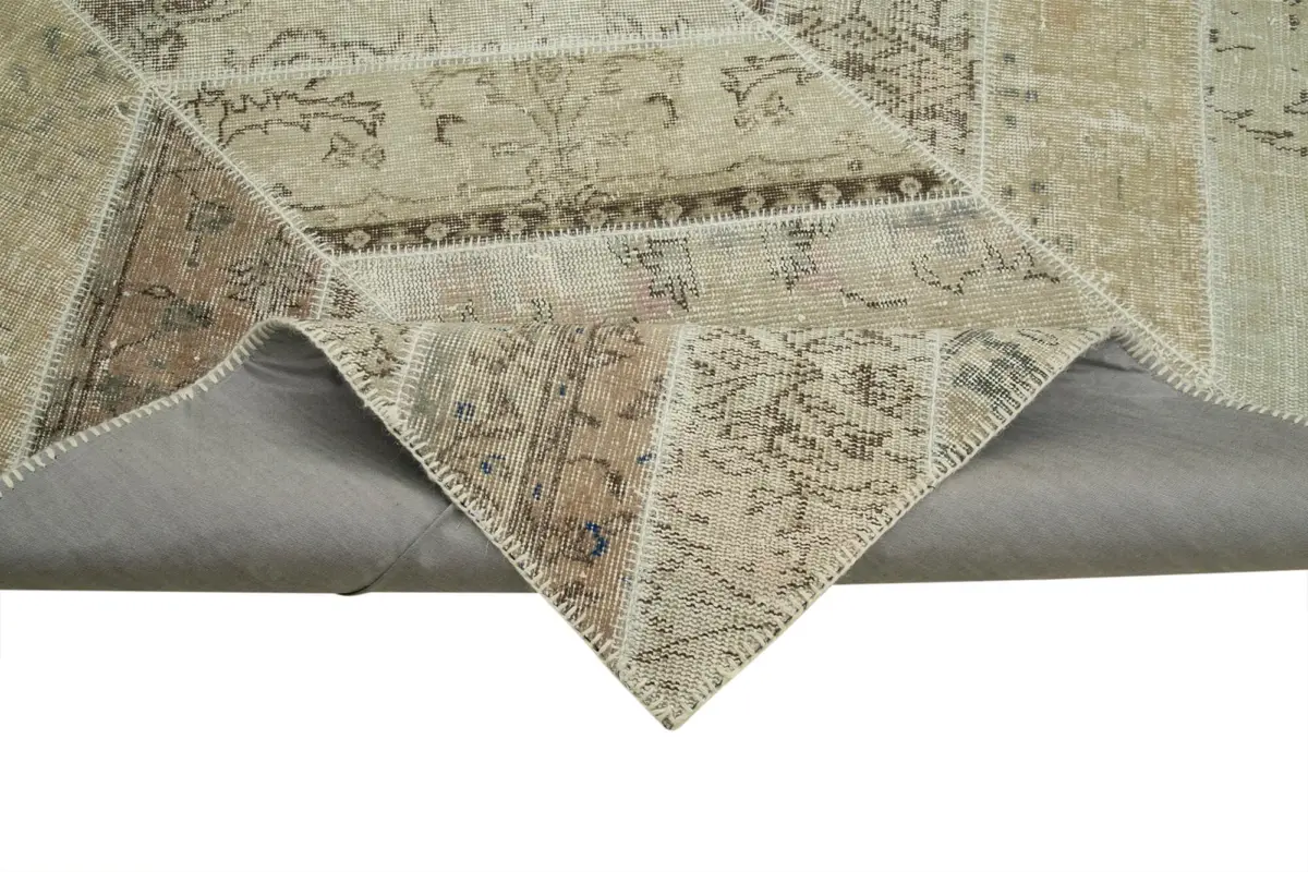 Patchwork Bej Pamuk Üzerine Yün El Dokuma Kilim-248x312 - Görsel 6