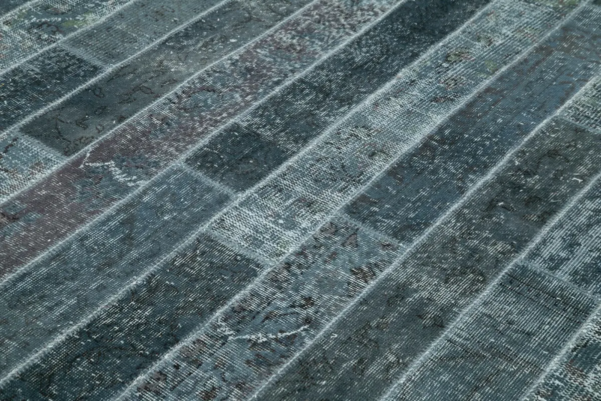 Patchwork Gri Pamuk Üzerine Yün El Dokuma Kilim-240x307 - Görsel 5