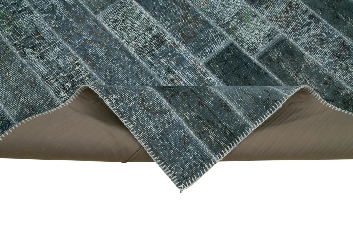 Patchwork Gri Pamuk Üzerine Yün El Dokuma Kilim-240x307 - Görsel 6