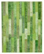 Patchwork Yeşil Pamuk Üzerine Yün El Dokuma Kilim-245x308