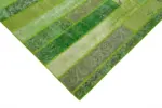 Patchwork Yeşil Pamuk Üzerine Yün El Dokuma Kilim-245x308 - Görsel 4