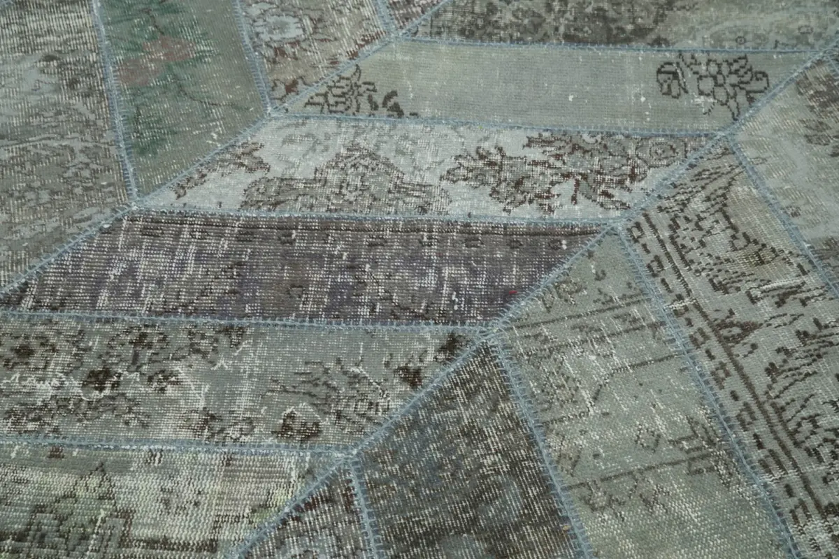 Patchwork Gri Pamuk Üzerine Yün El Dokuma Kilim-248x308 - Görsel 5