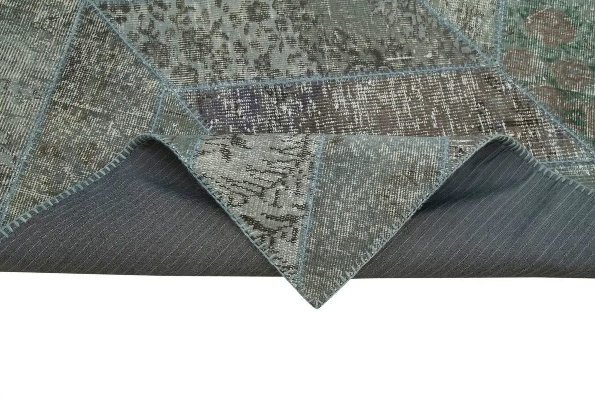 Patchwork Gri Pamuk Üzerine Yün El Dokuma Kilim-248x308 - Görsel 6