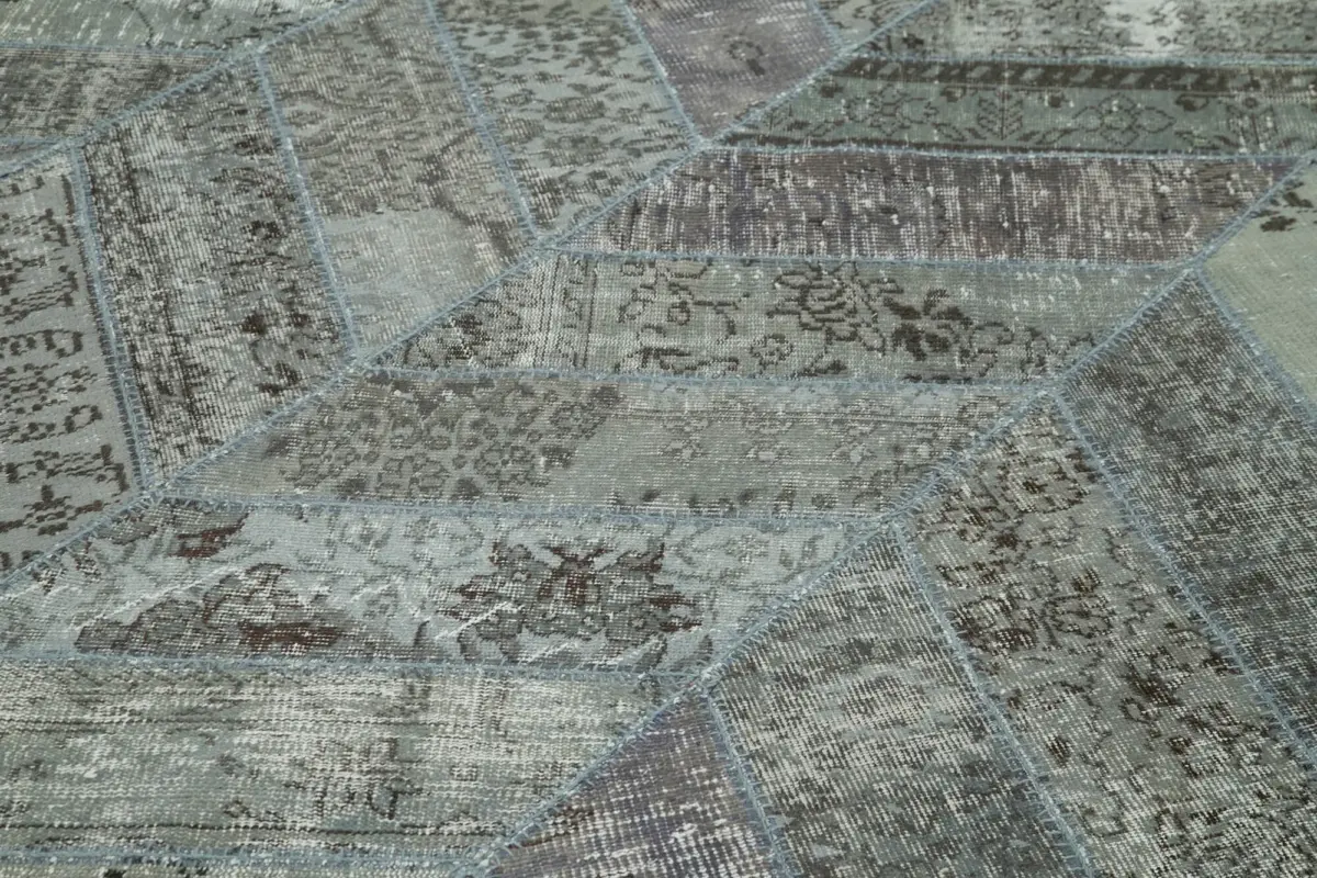 Patchwork Gri Pamuk Üzerine Yün El Dokuma Kilim-247x308 - Görsel 5