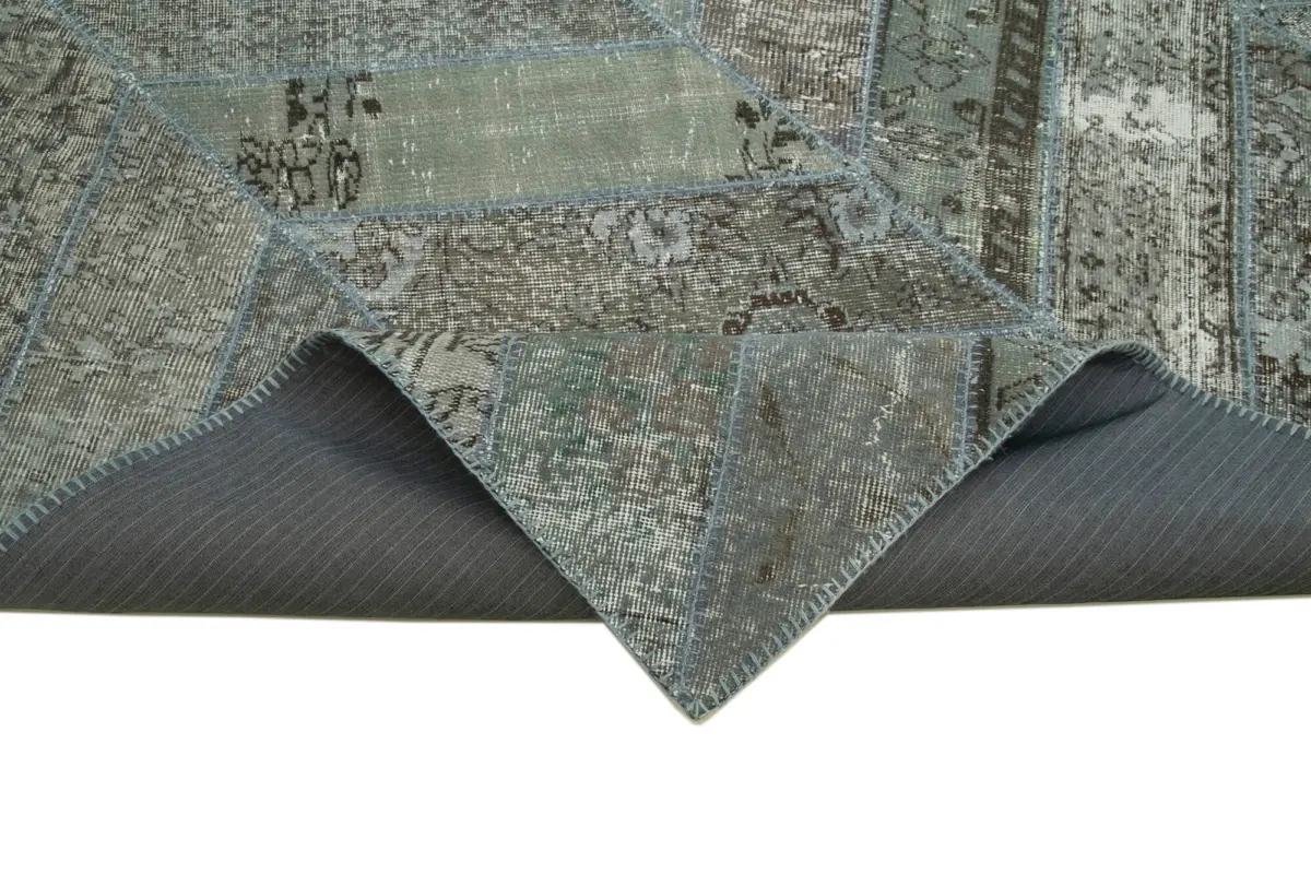 Patchwork Gri Pamuk Üzerine Yün El Dokuma Kilim-247x308 - Görsel 6