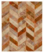 Patchwork Turuncu Pamuk Üzerine Yün El Dokuma Kilim-249x308