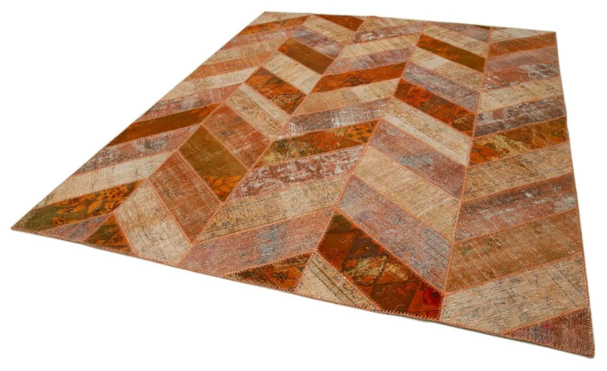 Patchwork Turuncu Pamuk Üzerine Yün El Dokuma Kilim-249x308 - Görsel 3