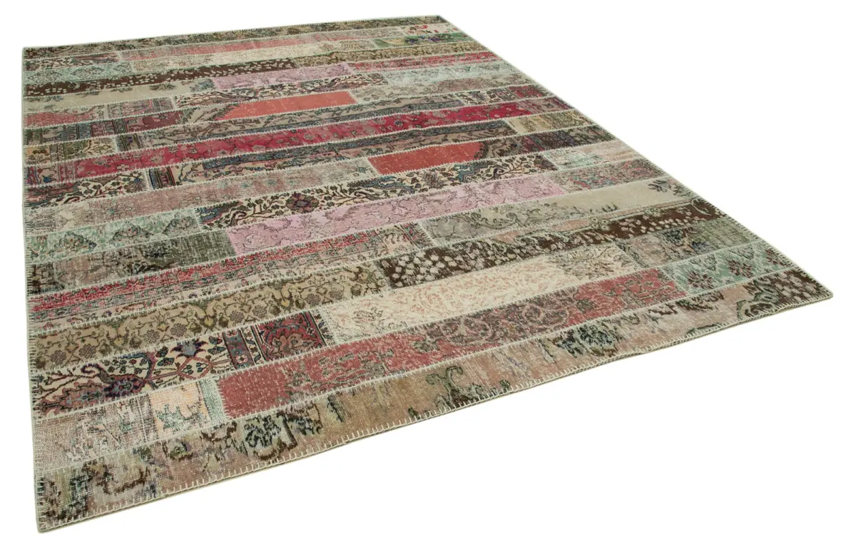 Patchwork Multi Pamuk Üzerine Yün El Dokuma Kilim-245x305 - Görsel 2