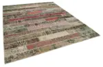 Patchwork Multi Pamuk Üzerine Yün El Dokuma Kilim-245x305 - Görsel 2