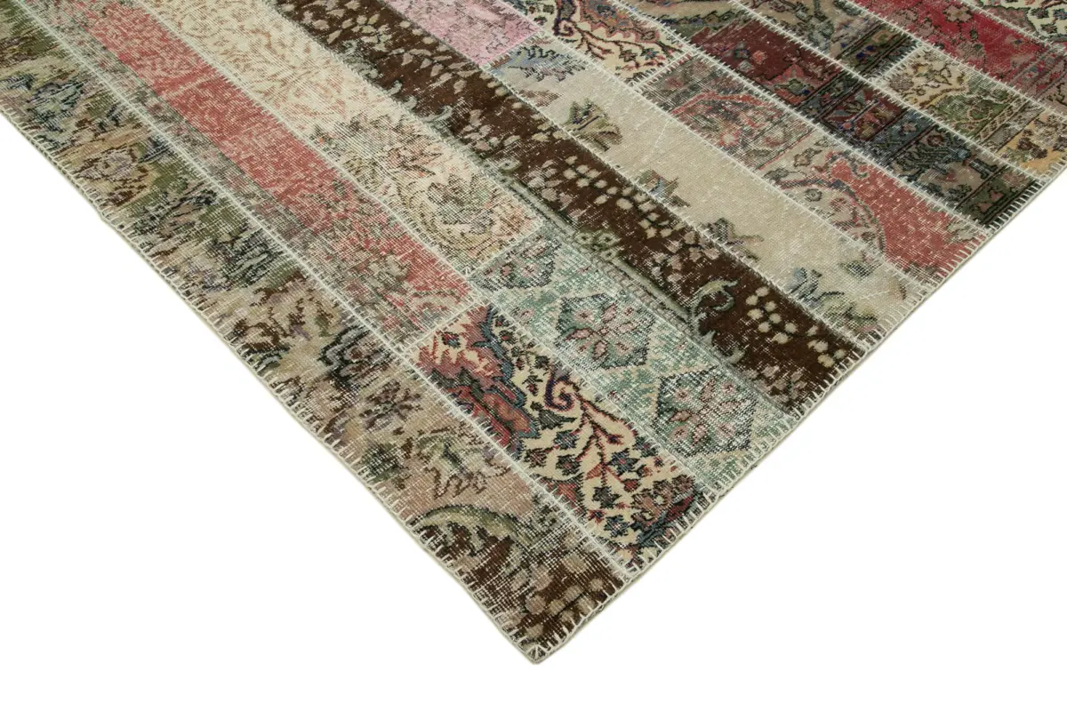 Patchwork Multi Pamuk Üzerine Yün El Dokuma Kilim-245x305 - Görsel 4