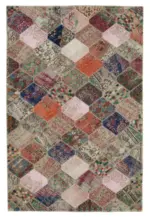 Patchwork Multi Pamuk Üzerine Yün El Dokuma Kilim-225x340