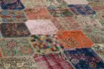 Patchwork Multi Pamuk Üzerine Yün El Dokuma Kilim-225x340 - Görsel 5
