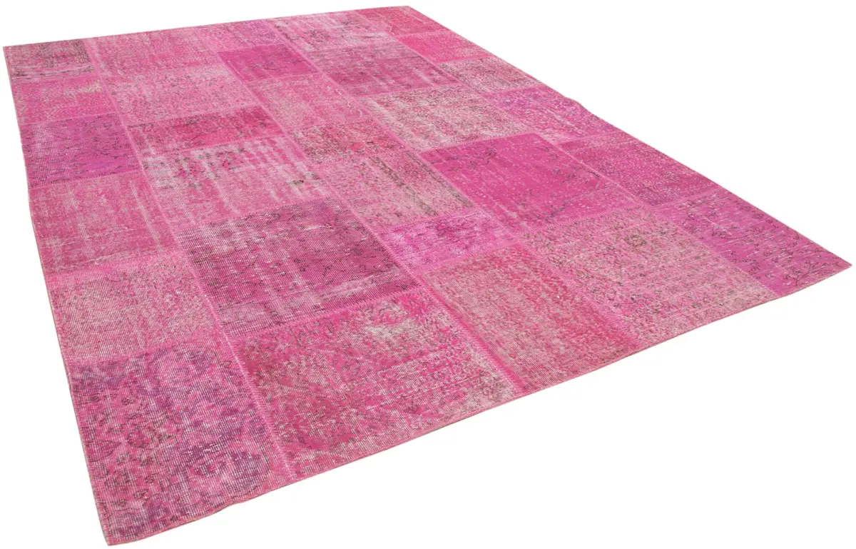 Patchwork Pembe Pamuk Üzerine Yün El Dokuma Kilim-250x350 - Görsel 2